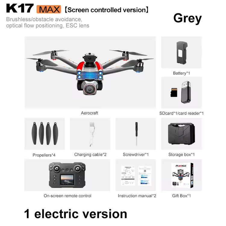 کوادکوپتر k17 max پکیج دستگاه در رنگ سفید