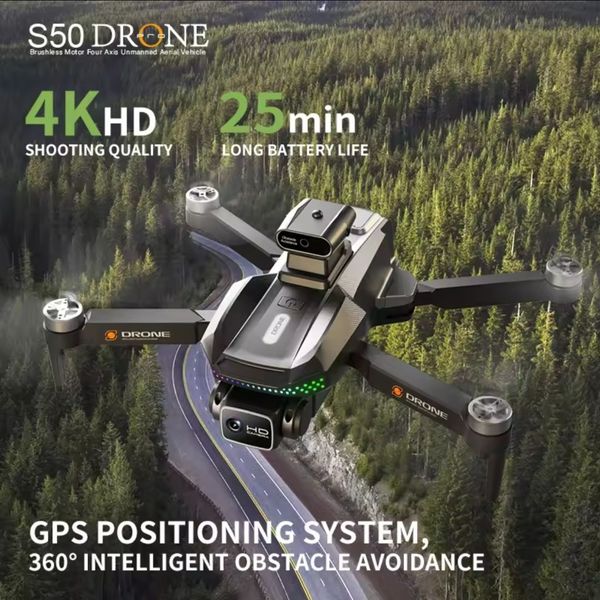 کوادکوپتر s50 pro ultra دوربین 4k hd تبلیغاتی و ۲۵ دقیقه تایم پروازی تبلیغی