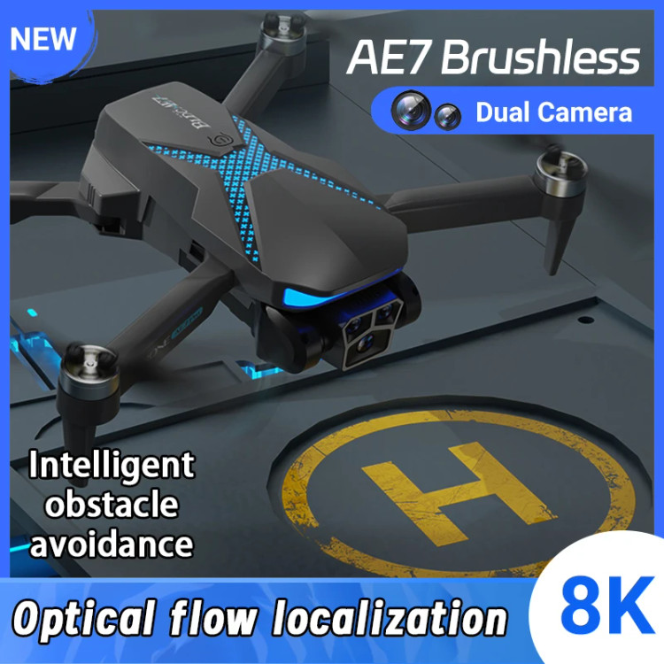 خرید کوادکوپتر AE7 Pro | دوربین دوگانه 8K، موتور براشلس و سنسور جلوگیری از برخورد