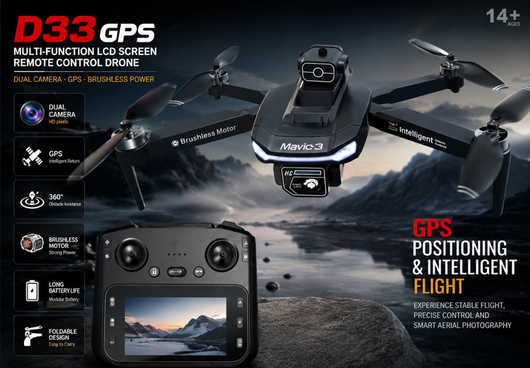 کوادکوپتر D33 gps مانیتور دار