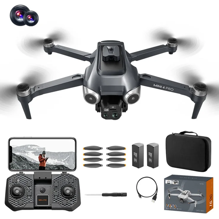 کوادکوپتر تاشو V600 Pro طرح Mini 4 Pro موتور براشلس و سنسور لیزری